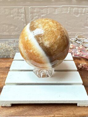 Gorgeous Orange Banded Calcite Sphere